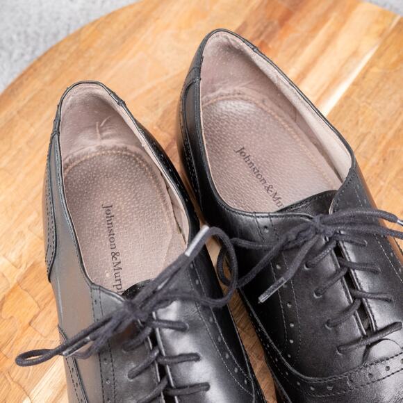 Johnston Murphy Carriker Leather Wingtip Brogue Black Oxfords 59-1987 Sz 13 M - Picture 6 of 7